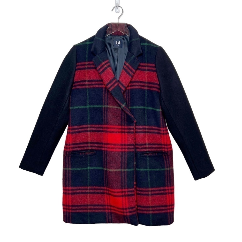 GAP Women’s Wool Blend Plaid Double Breasted Driving Coat Sz S